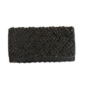 Vintage 1970s La Regale Black Beaded Clutch – Handmade in Hong Kong